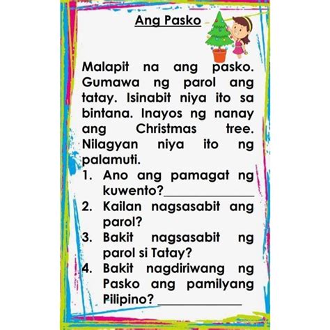Tagalog Reading Comprehension 40 Pages Colored Shopee Philippines