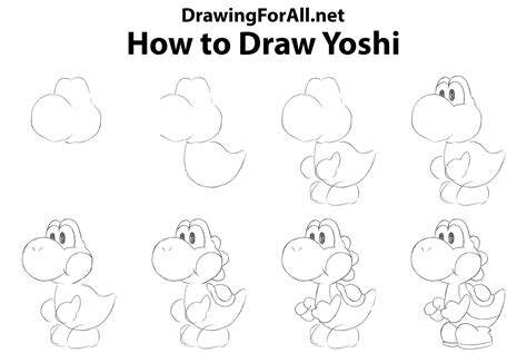How To Draw Yoshi Step By Step For Kids