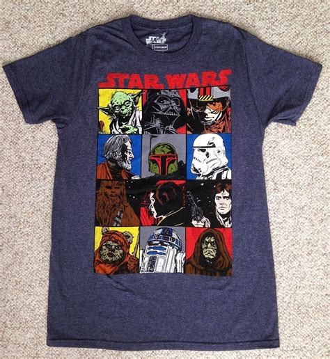 Snavy Blue Star Wars Characters T Shirt Yoda Chewbacca Han Solo Boba