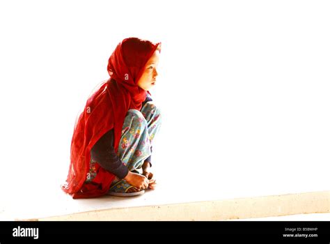 Young Girl In Nepal With Red Pashmina Stock Photo Alamy