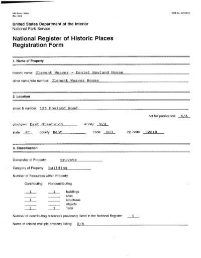 National Register Of Historic Places Registration Form