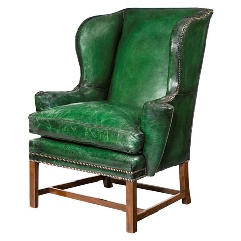 Shop with afterpay on eligible items. George III Green Leather Wing Armchair | Green leather ...