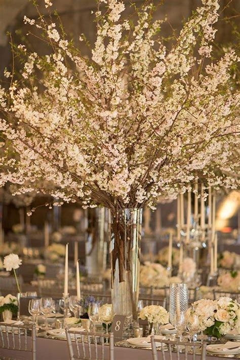 Real Weddings | Tall wedding centerpieces, Cherry blossom centerpiece