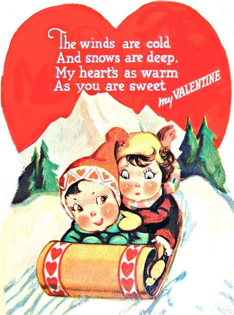 Sledding Retro Valentines Vintage Valentines Vintage Valentine Cards
