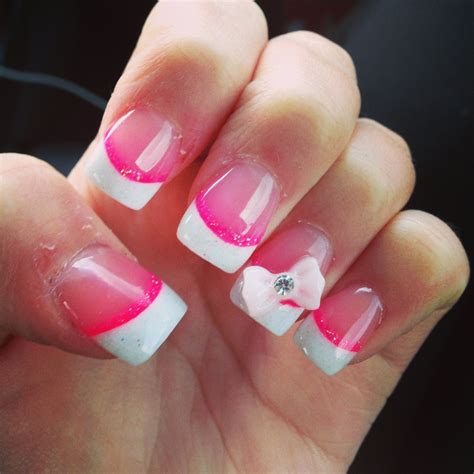 sparkle white and pink french manicure i am in love with them french tip acrylic nails