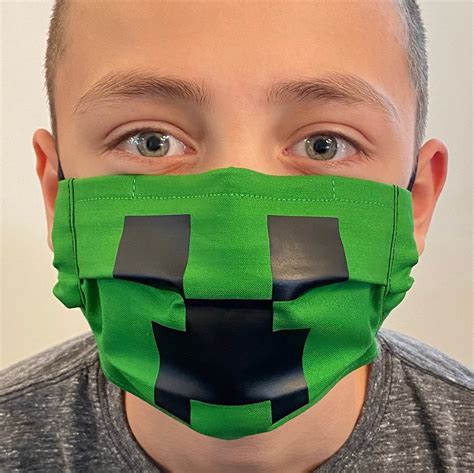 Minecraft Creeper Inspired Face Mask Comfortable Fit 100 Etsy