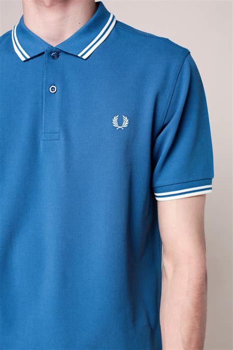 lyst fred perry polo shirt in blue for men
