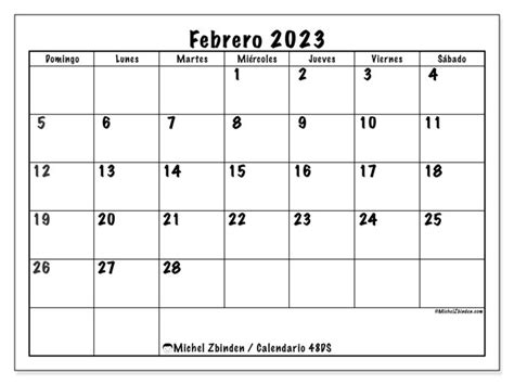 Calendario Febrero De 2023 Para Imprimir 48ds Michel Zbinden Cr