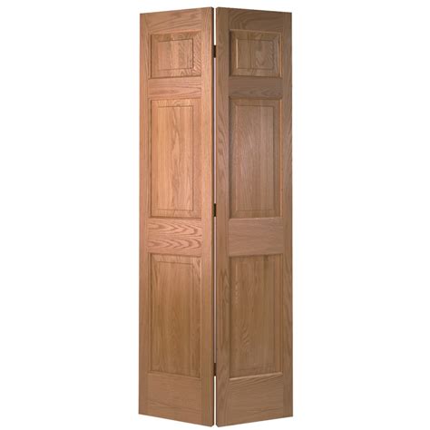 Shop Masonite Unfinished 6 Panel Wood Oak Bifold Door With Hardware