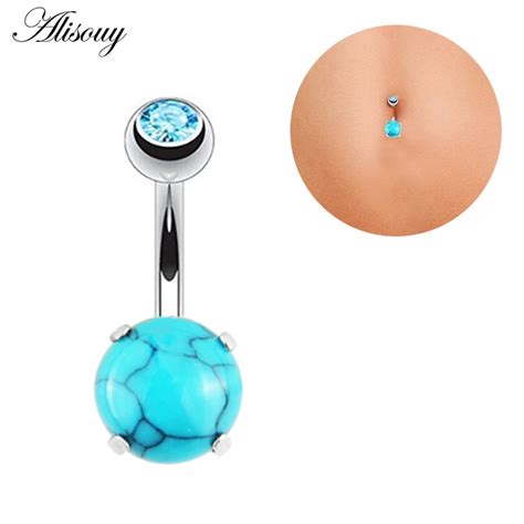 Alisouy Big Stone Piercings Navel Belly Button Ring Piercing Body Jewelry Cool Accessories