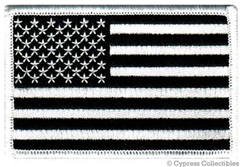 American Flag Patch Embroidered Iron On Us Black White Military United