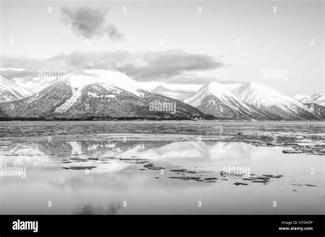 Turnagain Arm Reflections In Black And White Stock Photo Alamy