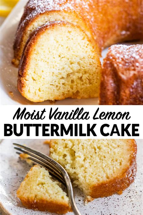 Moist Vanilla Buttermilk Cake With Sweet Lemon Glaze Easy Homemade
