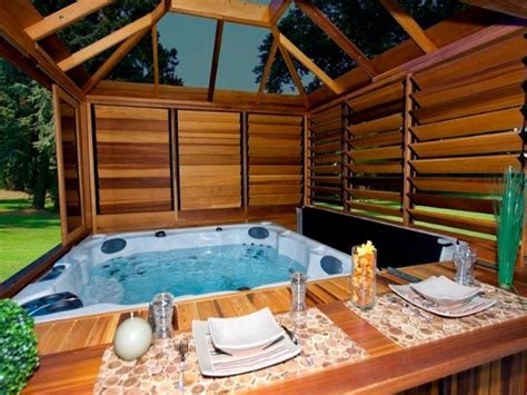 Many owners will sell their hot tub enclosures alongside their hot tubs. Suitable Outdoor Hot Tub Enclosures On Budget 32 (With ...