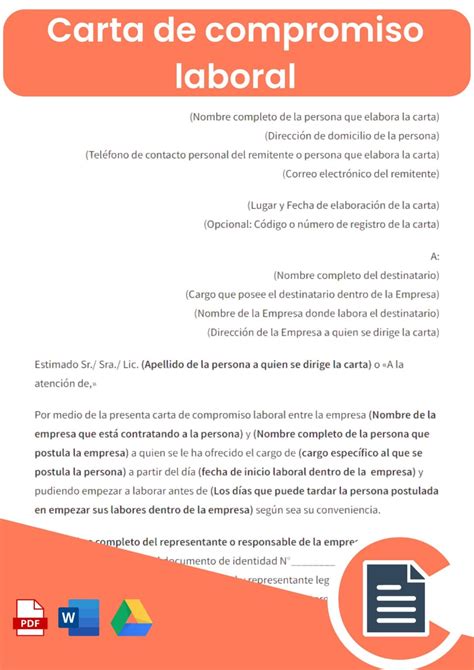 Carta De Compromiso Laboral Rellenar Online Word Pdf