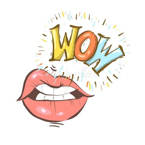 Screaming Mouth With Red Lips And Speech Bubble Pop Art Comic Style Stock Vector Illustration