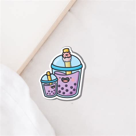 Cute Boba Tea Vinyl Sticker Kawaii Bubble Tea Stickers Etsy Uk