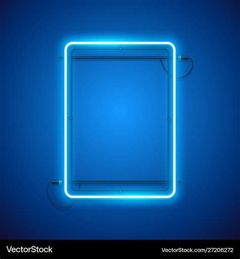 Rectangular Blue Neon Frame Royalty Free Vector Image