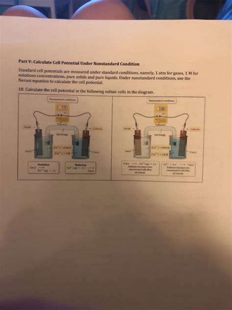 Solved Part V Calculate Cell Potential Under Nonstandard Chegg Com