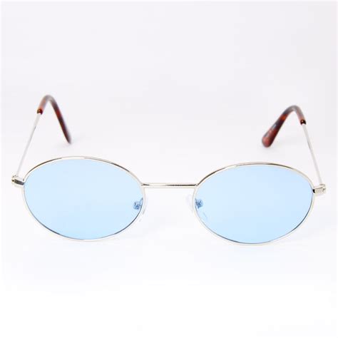 Slim Oval Sunglasses Blue Claires Us