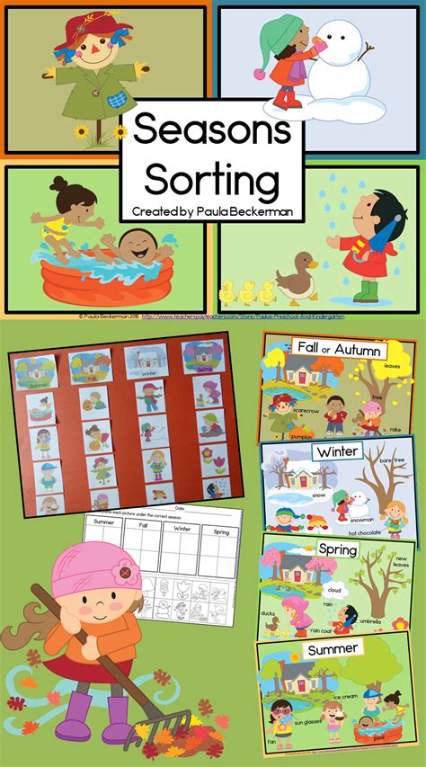 Four Seasons Of The Year Posters And Worksheet Sorting Objects Into
