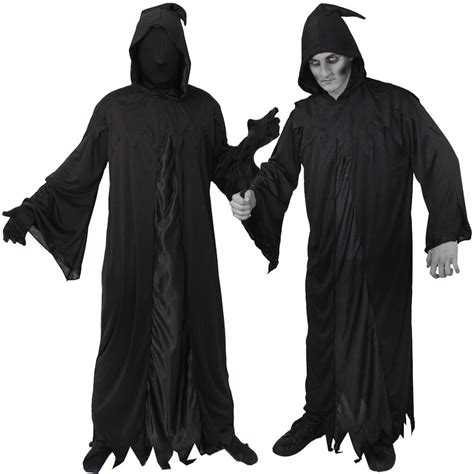Black Adults Grim Reaper Halloween Mens Fancy Dress Costume Horror
