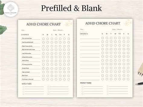 Adhd Chore Chart For Kids Adhd Planner Editable Chore Chart Etsy Hong