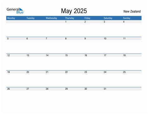 Editable May 2025 Calendar With New Zealand Holidays
