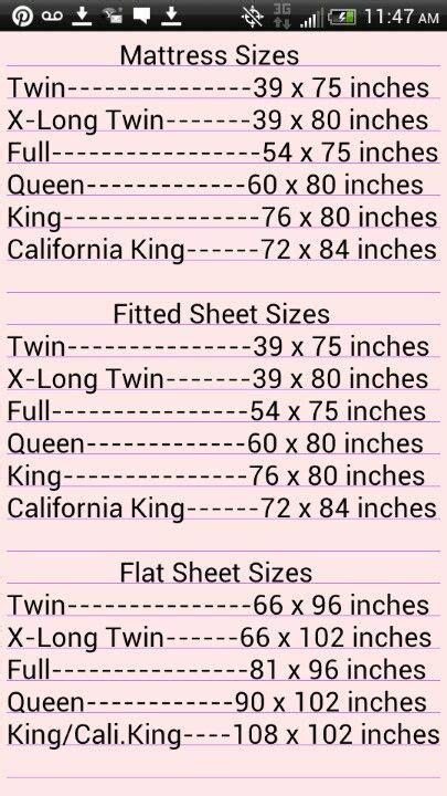 Image Result For Sheet Size Chart Sewing Basics Sewing Hacks Diy