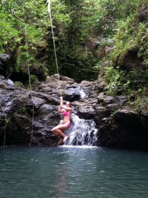 Kristin Braving The Manana Falls Rope Swing Summer 2013 Our Fabulous