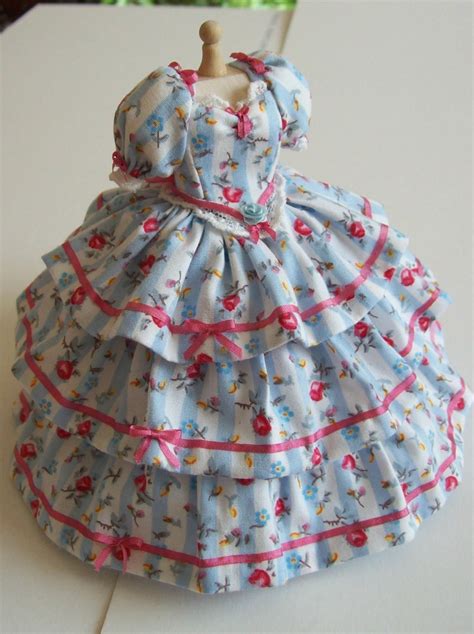 handmade beautiful miniature dollhouse blue striped 1 12th etsy miniature dress mini dress