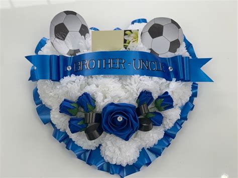 Artificial Flowers Heart Football Wreath Funeral Tribute Etsy