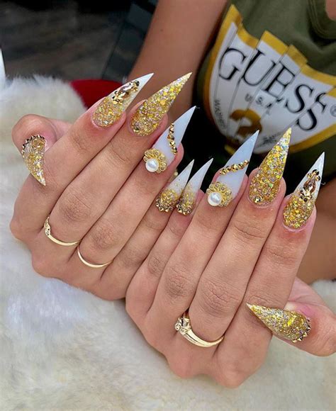 Gold Acrylic Stiletto Nails Design For Summer Nails Classy Stiletto Nails Long Unique Stiletto
