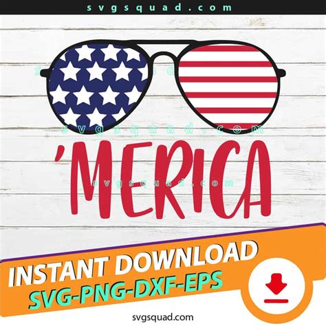 Merica SVG - Merica Sunglasses 4th of July SVG, Cut File Transfer Design