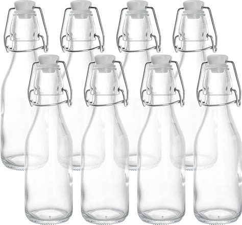 Kingrol 8 Pack 8 Oz Swing Top Glass Bottles Airtight Lid Grolsch Bottles Flip Top