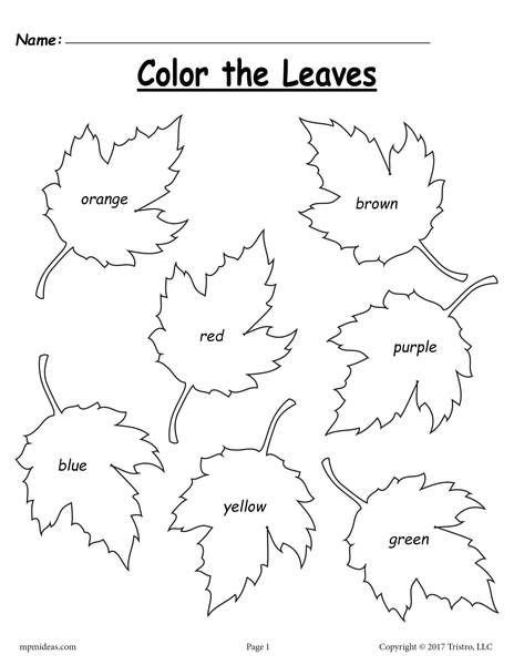 fall leaf color words worksheet fall preschool
