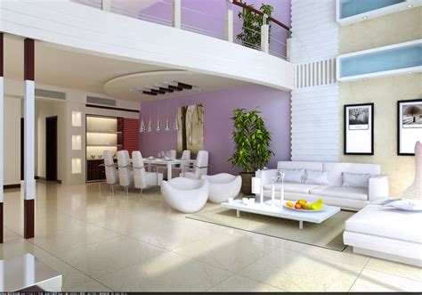 Drawing room and dining room with wooden glass partition modern. Spacious Drawing cum Dining Hall 3D Model .max - CGTrader.com