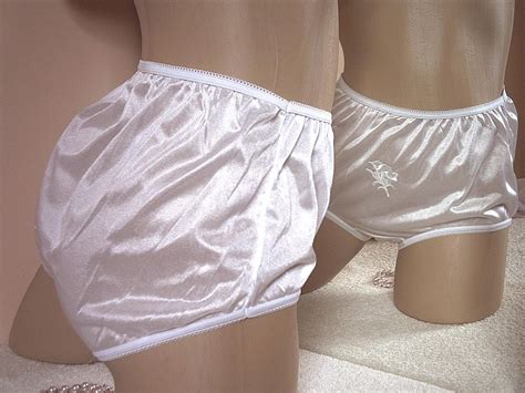 Ladies Silky White Nylon Sissy Vintage Style Full Brief Pinup Panties