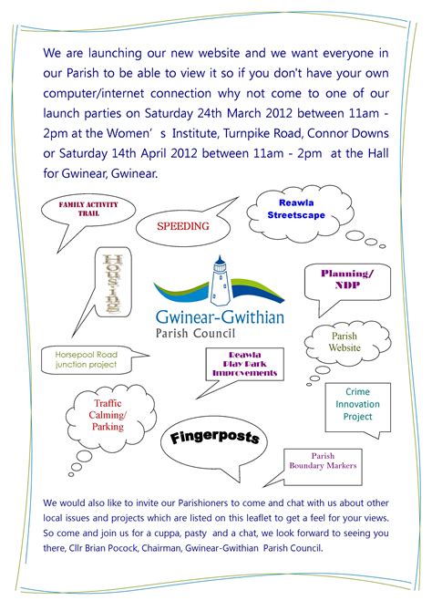 WEBSITE LAUNCH CONSULTATION EVENTS Gwinear Gwithian Parish Council