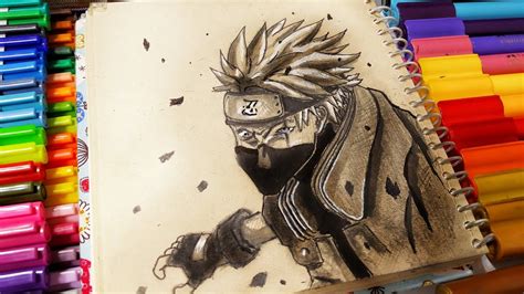 How To Draw Kakashi Hatake From Naruto 😍👊🏻 ‫رسم كاكاشي من انمي ناروتو