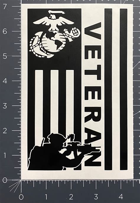 United States Marine Veterancombat Vet American Flag Decal Etsy