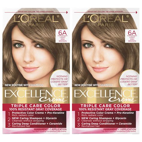 Buy Loreal Parisexcellence Creme Permanent Hair Color 6a Light Ash Brown 100 Percent Gray