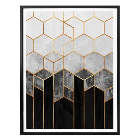 Affiche Fredriksson - Hexagone - Noir et gris | wall-art.fr | Hexagon ...
