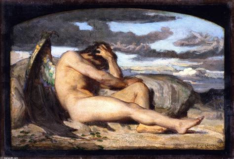 Reproducciones De Pinturas Ángel caído estudio 1846 de Alexandre