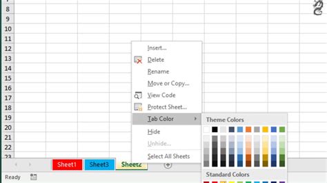 How To Change The Color Of The Worksheet Tabs In Excel Youtube
