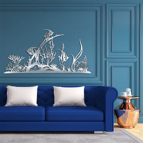 Décoration murale en métal de poissons et coraux - Made in France