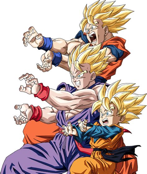 Goku Gohan Goten Render Dokkan Battle By Maxiuchiha Anime