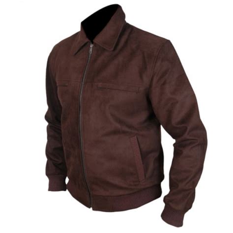 Men Suede Brown Pu Bomber Jacket Theleatherfactory