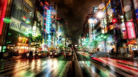 The City Rain The Lights Of Street Cars Home The Night Android Wallpapers