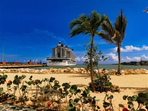 Msc Seashore Cruise Ship Docked At Tropical Island Editorial Stock